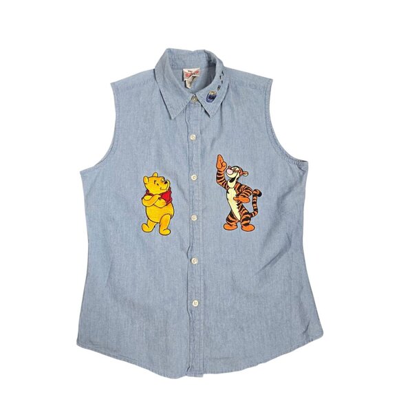 The Disney Store Tops - Vintage 90s Disney Winnie The Pooh Denim Chambray Shirt Tigger Buttons